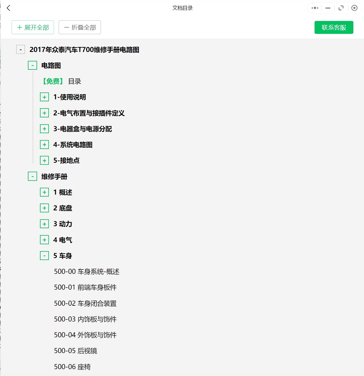 2008-2018年眾泰汽車維修手冊(cè)和電路圖[資料更新]